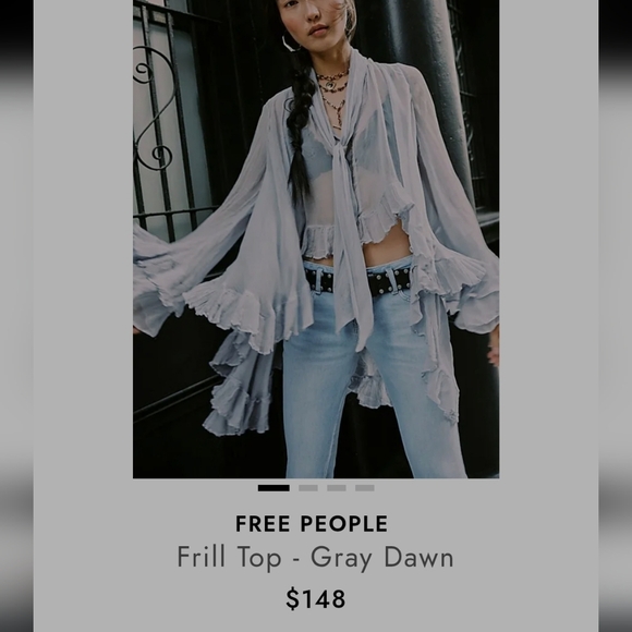 Free People Gray Ruffled Blouse - Picture 9 of 10